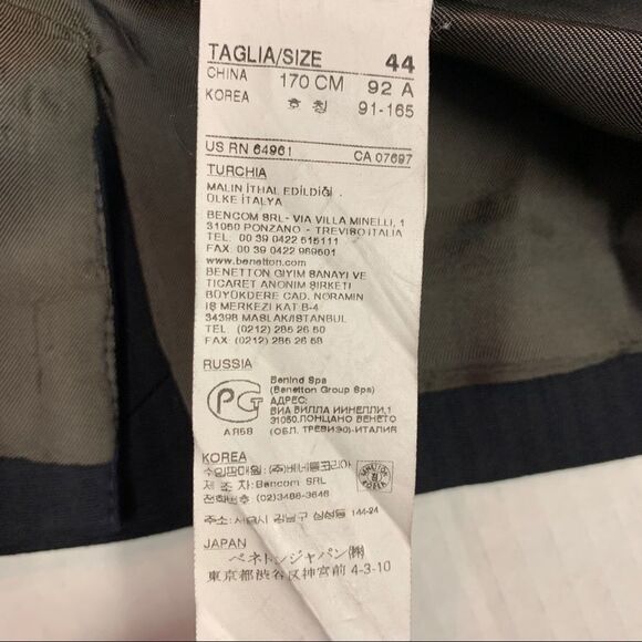 SISLEY black pinstripe blazer size 44 - Picture 4 of 8